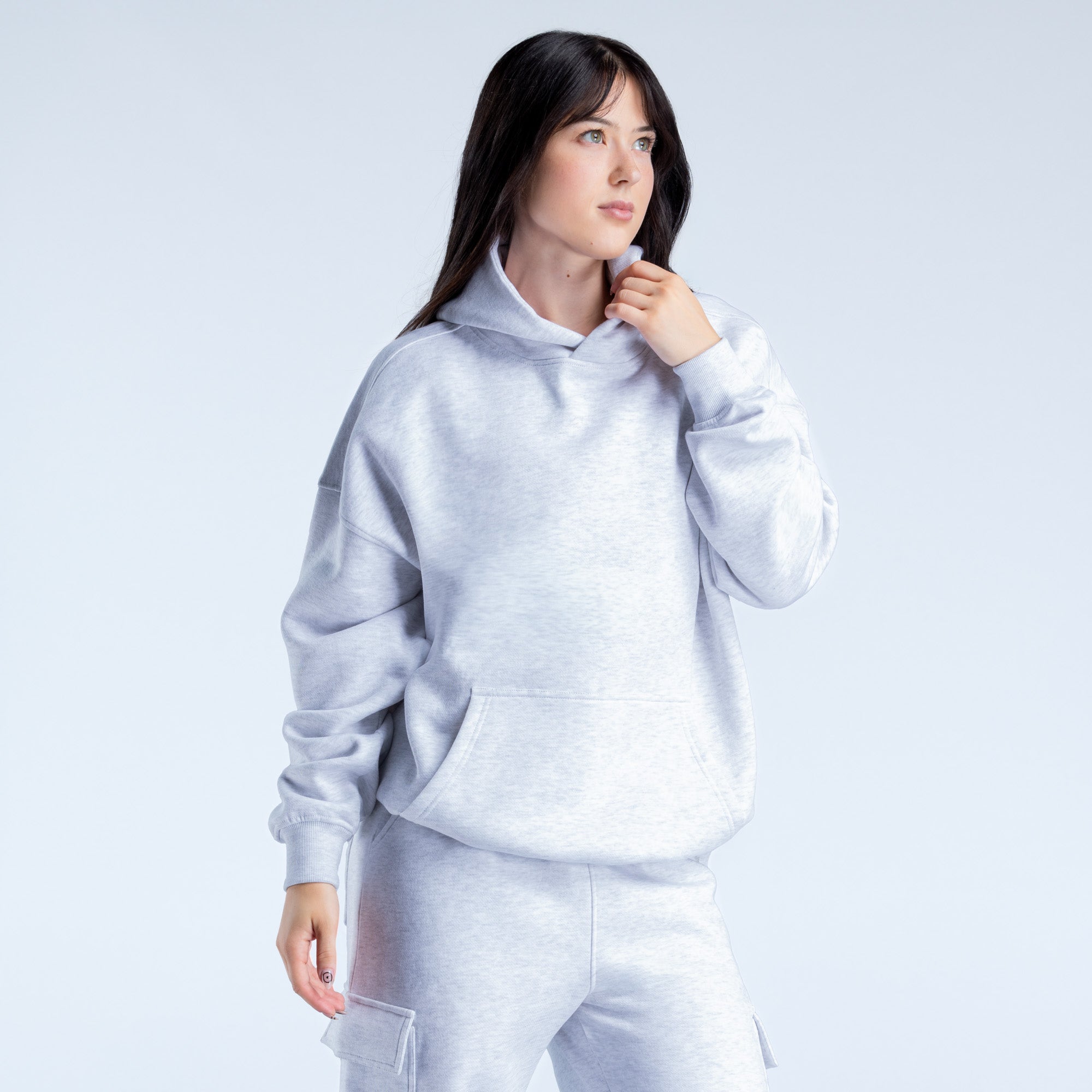 Bluza z Kapturem DFYNE Lanyi Edit Oversized Damskie Szare | 9658-RMKJT