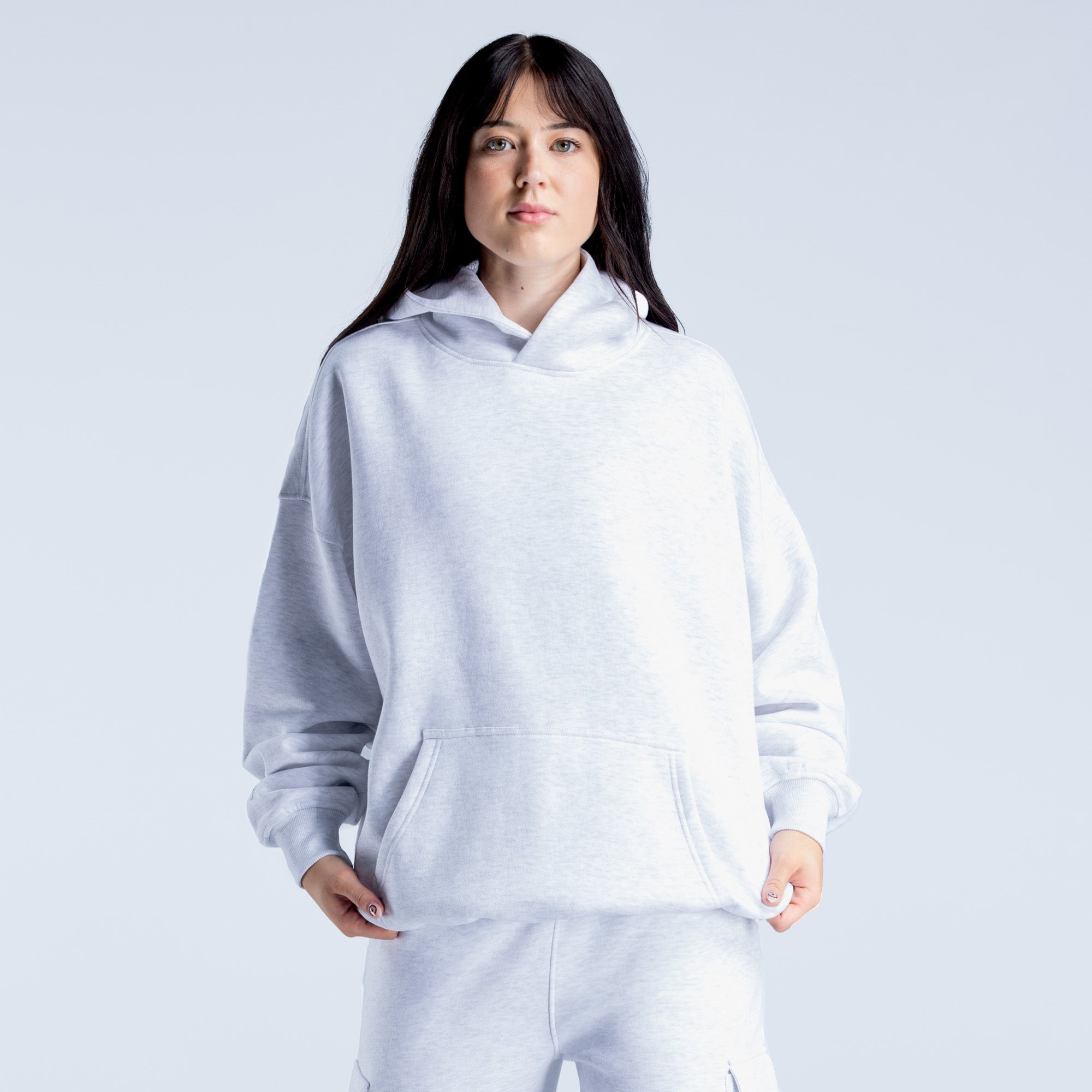Bluza z Kapturem DFYNE Lanyi Edit Oversized Damskie Szare | 9658-RMKJT