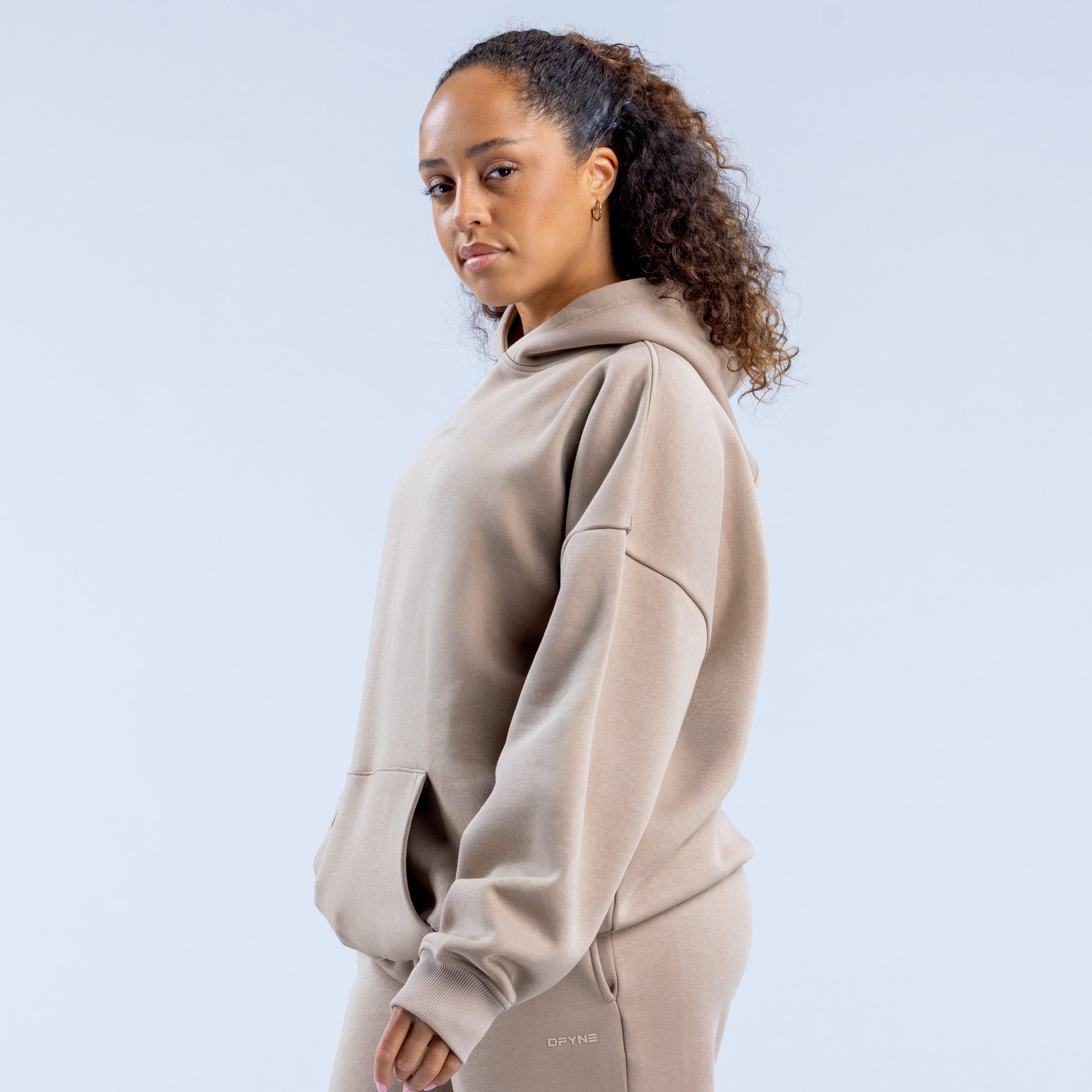 Bluza z Kapturem DFYNE Revive Heavy Weight Damskie Beżowe | 9402-LKWJB