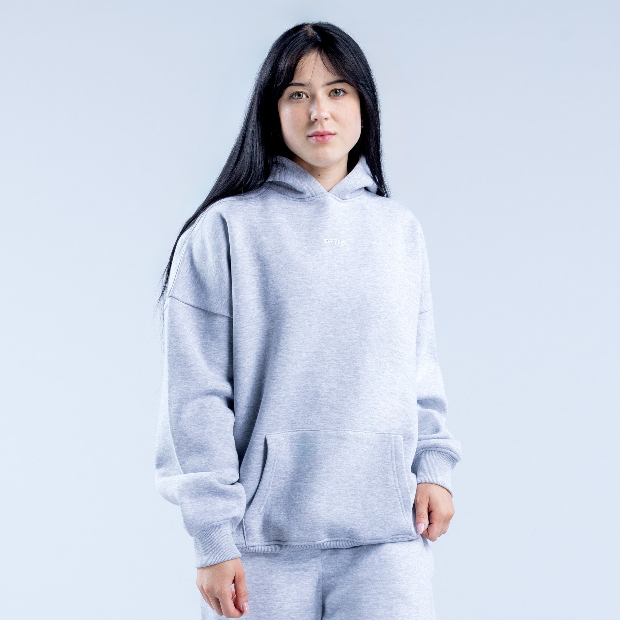 Bluza z Kapturem DFYNE Revive Heavy Weight Damskie Szare | 8426-XJBHD