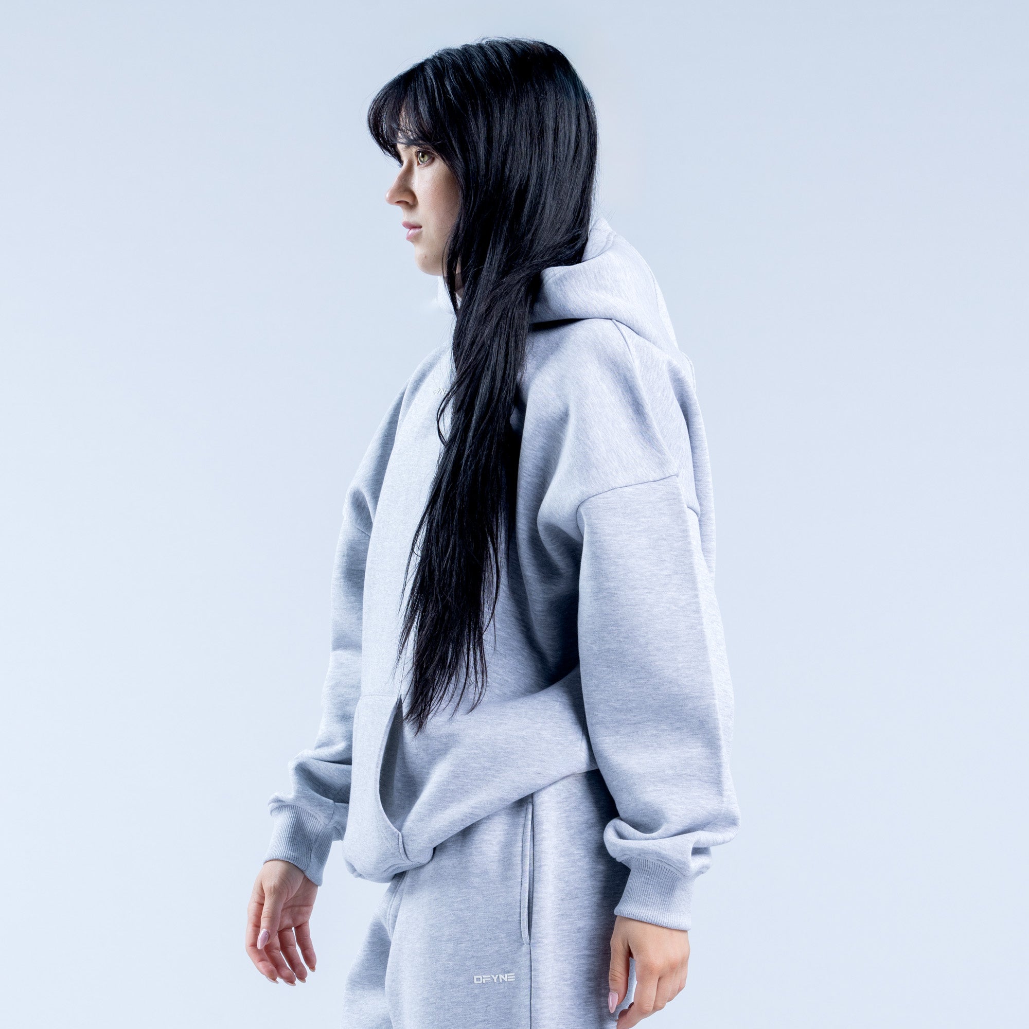 Bluza z Kapturem DFYNE Revive Heavy Weight Damskie Szare | 8426-XJBHD