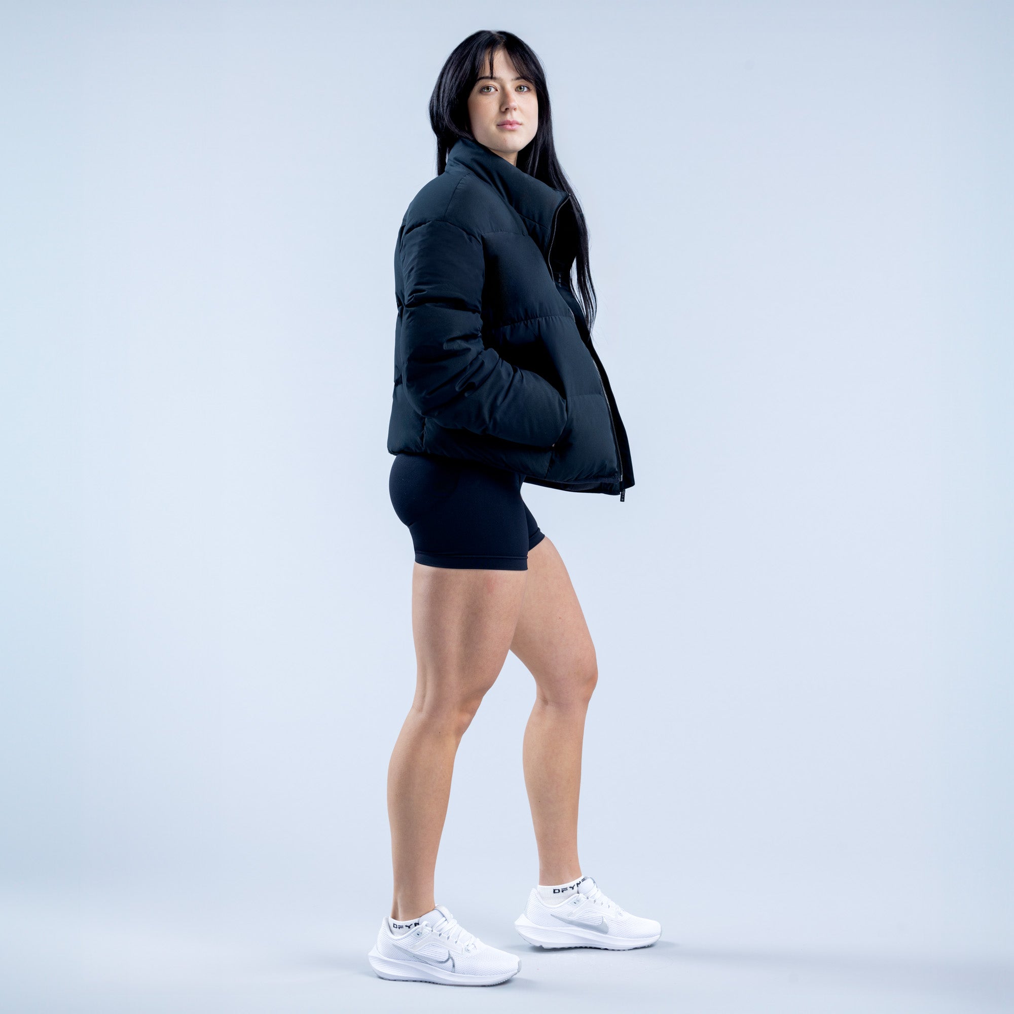 Kurtki DFYNE Revive Short Down Damskie Czarne | 5180-UIFDX