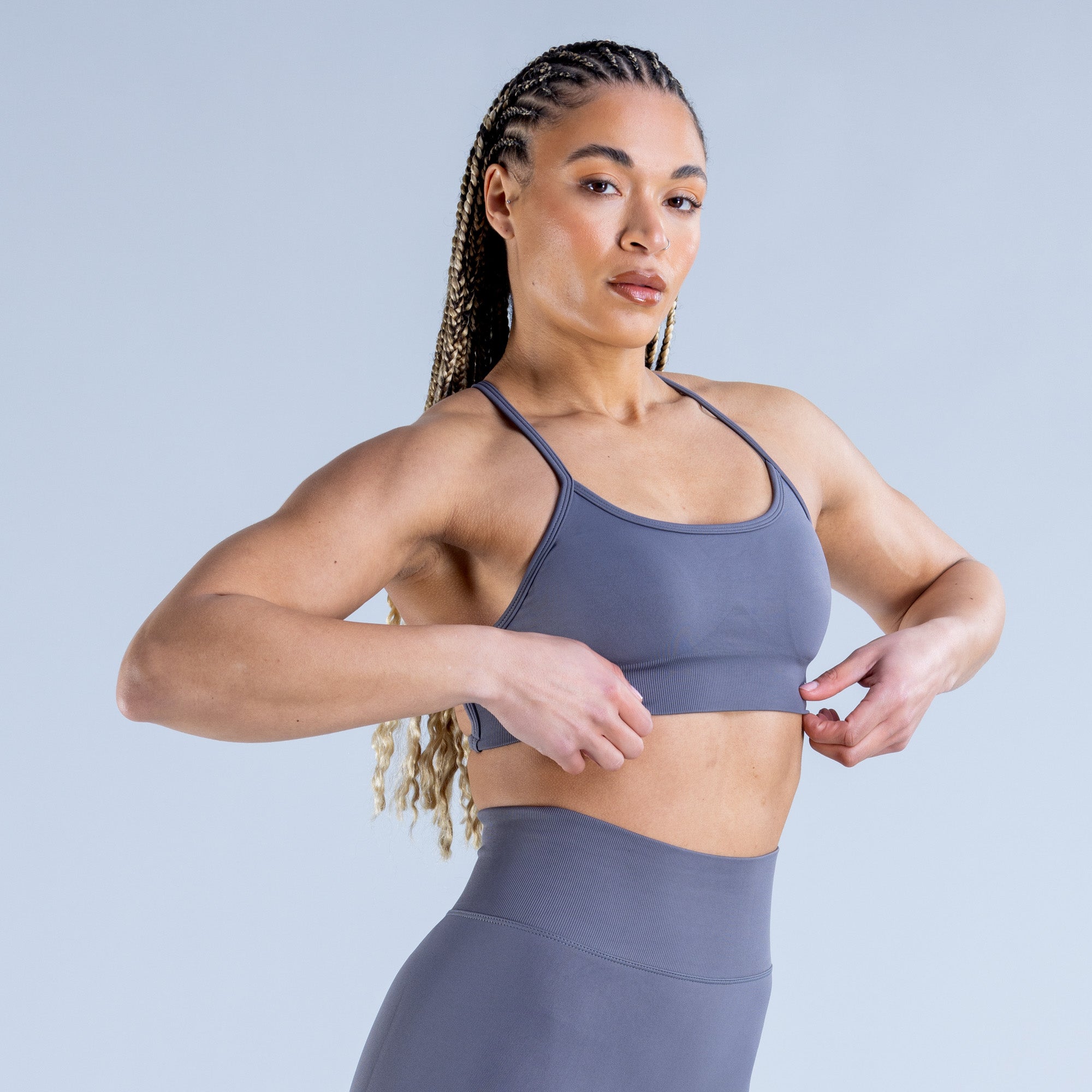 Stanik Sportowy DFYNE Dynamic Backless Damskie Ciemny Szare | 3628-SMPGR