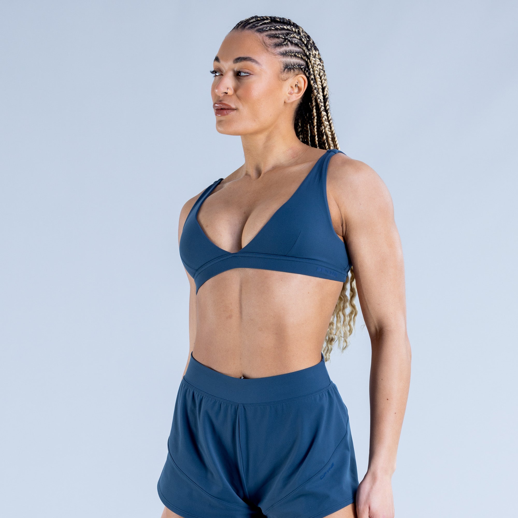 Stanik Sportowy DFYNE Origin Minimal Damskie Niebieskie | 2853-JGKHS